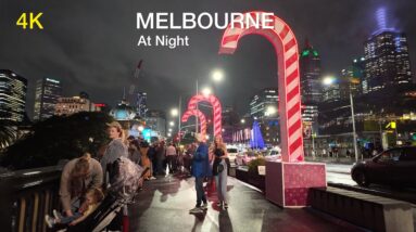 Friday Night in Melbourne City Australia 4K Video