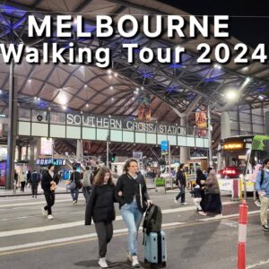 Melbourne Australia City Walking Tour at Night - Southern Cross Station