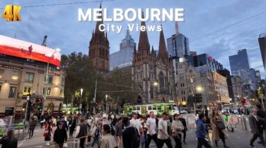 Melbourne Saturday Afternoon Walk in the City Australia 4K