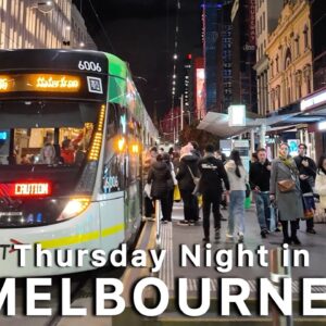 Strolling Around the City of Melbourne on Thursday Night Australia 4K Video