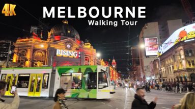 Melbourne City CBD Walking Tour at Night 2024 Australia