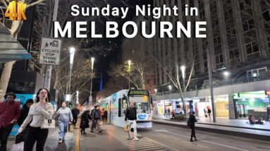 Wandering Around Melbourne on Sunday Night Australia 4K Video