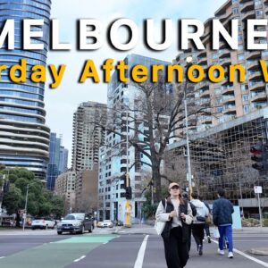 Melbourne City Saturday Afternoon Walking Tour Australia 4K Video