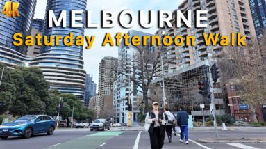 Melbourne City Saturday Afternoon Walking Tour Australia 4K Video