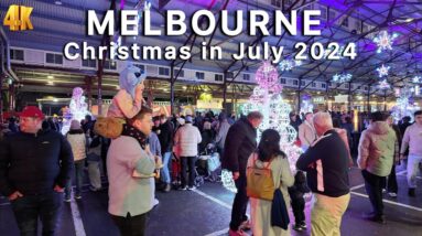 Walkthrough Winter Night Market in July | Melbourne Australia | Queen Victoria Market 2024