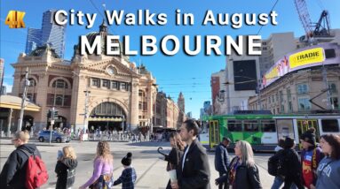 Walkthrough Melbourne City CBD in August Australia 4K Video