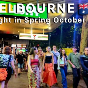 Melbourne Australia at Night in October Spring 2024 4K Video