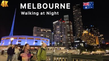 Walking Around Melbourne on Tuesday Night Australia 4K Video